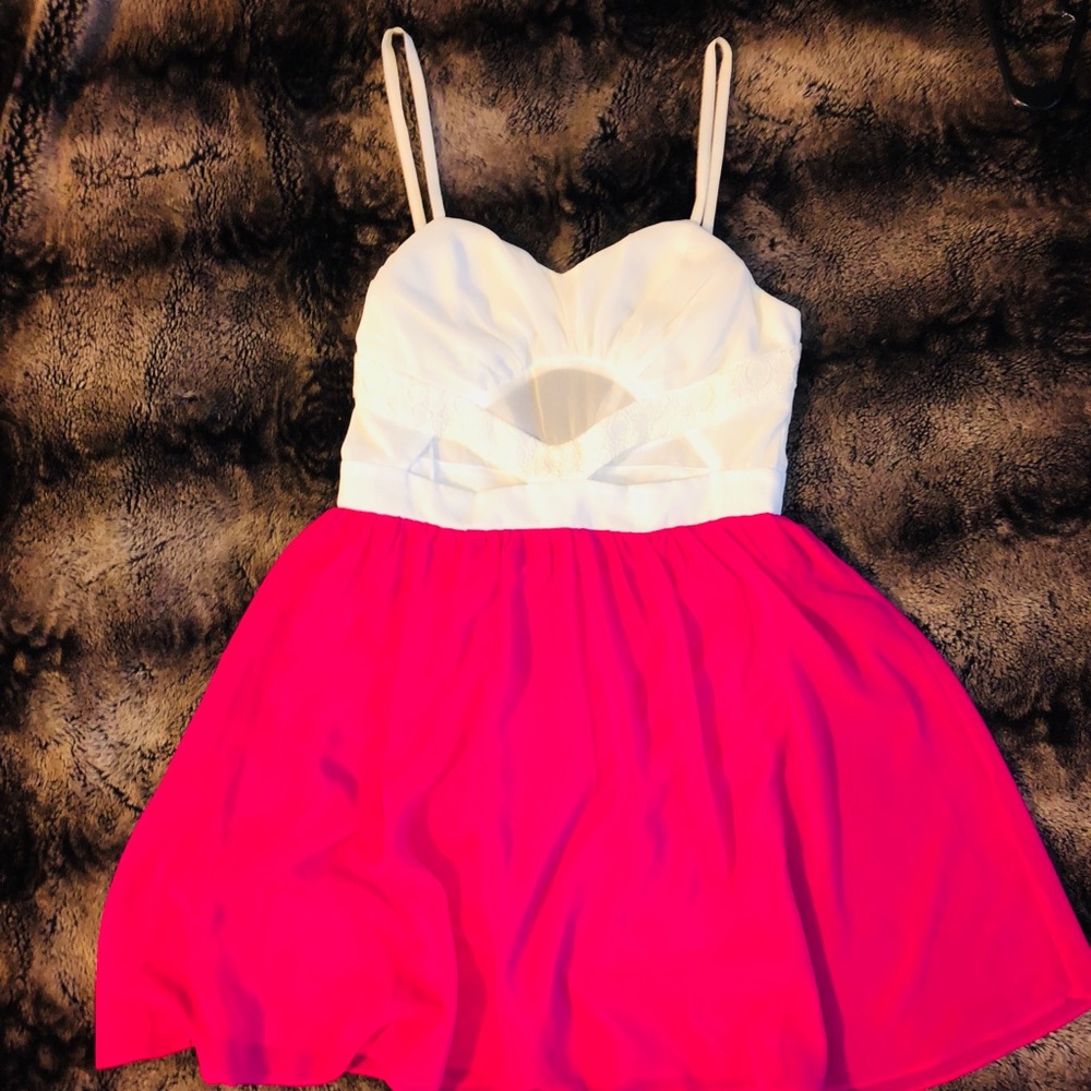 Fushia Pink and White Chiffon Dress